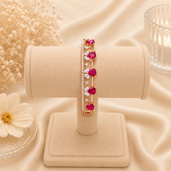 Ruby Red Stone American Diamond Bracelet for Women