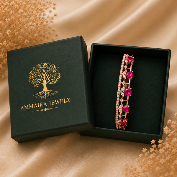 Ruby Red Stone American Diamond Bracelet for Women