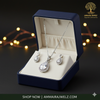 Silver Polish Teardrop Diamond Pendant & Stud Earrings Set | Ammaira Jewelz