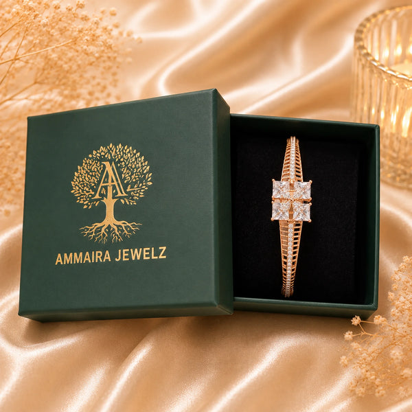 White Stone Rose Gold Bracelet for Women