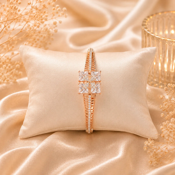 White Stone Rose Gold Bracelet for Women