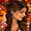Zoya Darpan lightweight oxidized alloy mirror work jhumka earrings with traditional ear cuffs for Navratri festive wear.