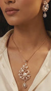 Ammaira's Royal Rose Gold Peacock Pearl Pendant Set