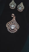 Ammaira’s Rose Gold Plated Tear-Drop AAA AD Zirconia Pendant Set
